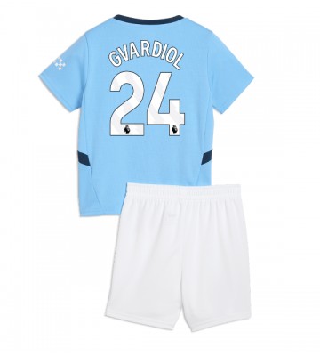 Manchester City Josko Gvardiol #24 Primera Equipación Niños 2024-25 Manga Corta (+ Pantalones cortos)